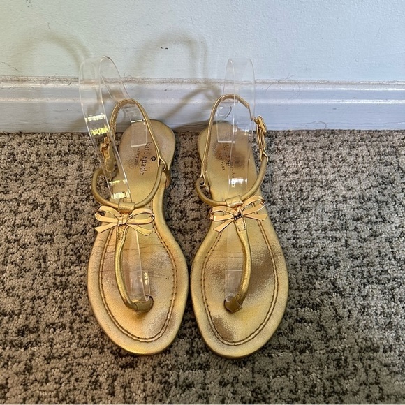 Kate Spade Gold Bow Strappy Sandals Size 7.5 - Picture 4 of 10